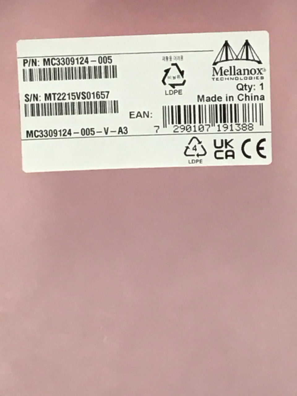 Mellanox 10G SFP  DAC Twinax Cable GENUINE OEM MC3309124-005