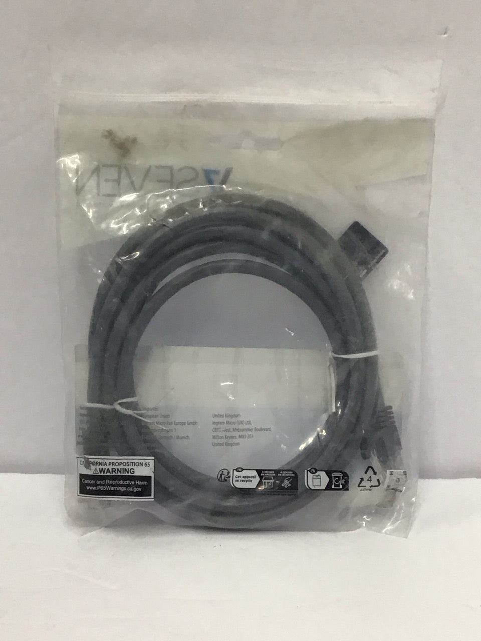25 V7 Grey Cat6 Unshielded Cable RJ45 Male to Male 2m 6.6ft V7CAT6UTP-02M-GRY-1E