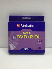 Verbatim DVD R DL 8.5GB 8X with Branded Surface 5pk Jewel Case Box 95311