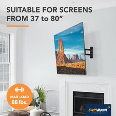 AVF Full Motion TV Wall Mount 600 VESA 37"-80" up to 88LBS SWIFT640-AP
