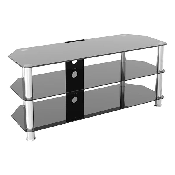AVF Corner TV Stand Black Tempered Glass Chrome TVS up to 55" SDC1140CM-A