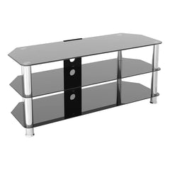 AVF Corner TV Stand Black Tempered Glass Chrome TVS up to 55" SDC1140CM-A