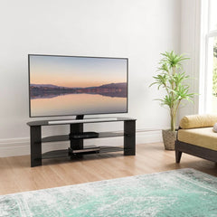 Varano Corner TV Stand Black Tempered Glass Up to 65" FS1300VARBB-A