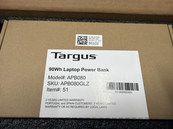 Dell Targus 100W 90Wh Laptop Power Bank 25000mAh USB-C APB080 0F9N1M 451-BDJK