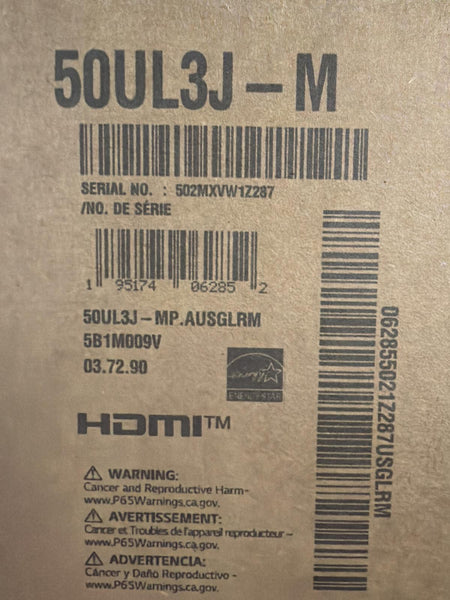 LG 50" 4K Display Digital Signage TV Built In Speakers LG50UL3J-M