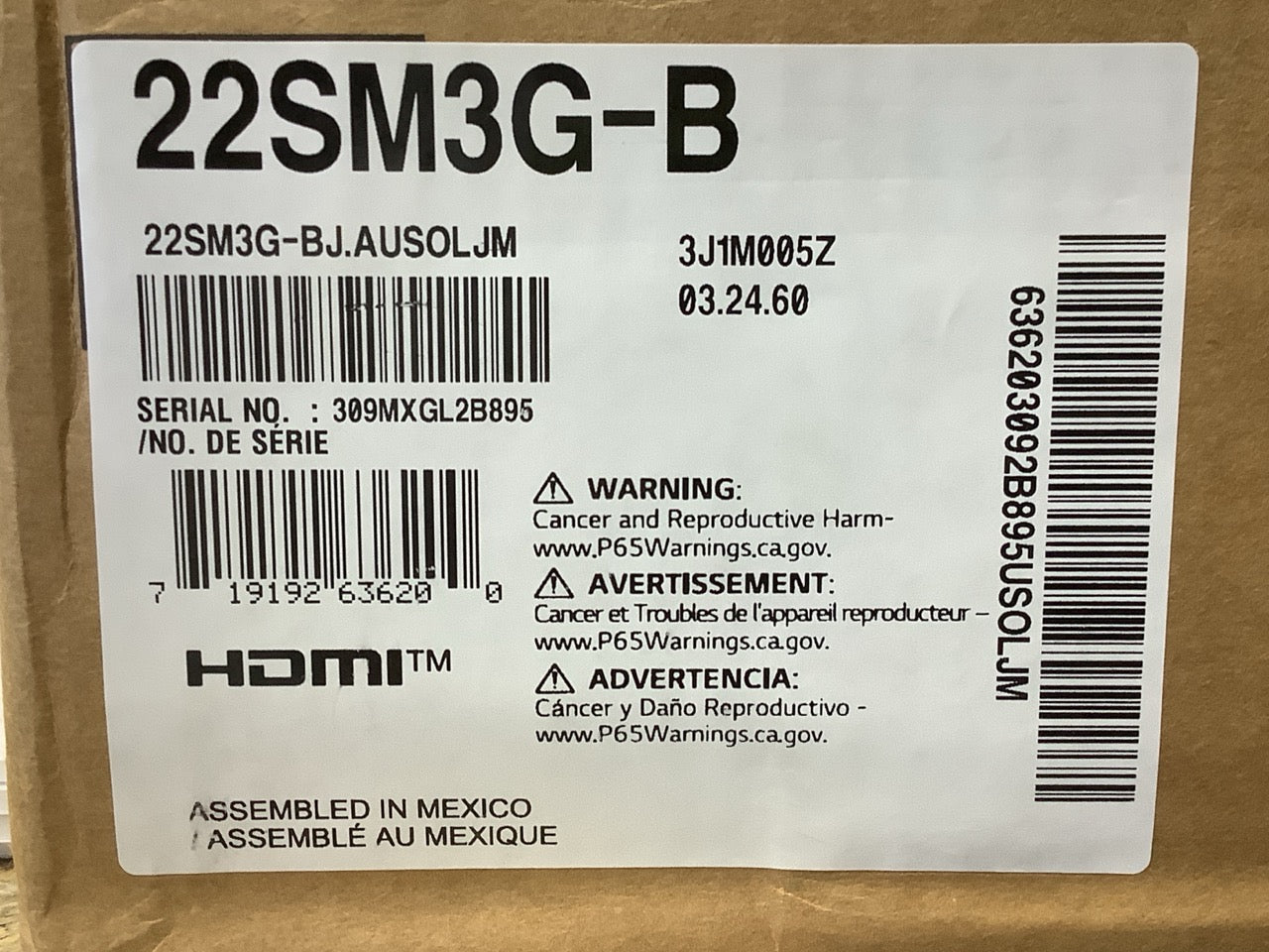 LG 21.5" FHD Signage Display Monitor 22SM3G-B