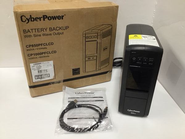 CyberPower UPS Battery Backup 850VA 510W 120V 10 Outlets CP850PFCLCD
