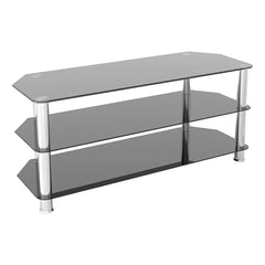 AVF Group Corner TV Stand Fits 55" 90LBS Tempered Glass Black/Chrome SDC1140-A