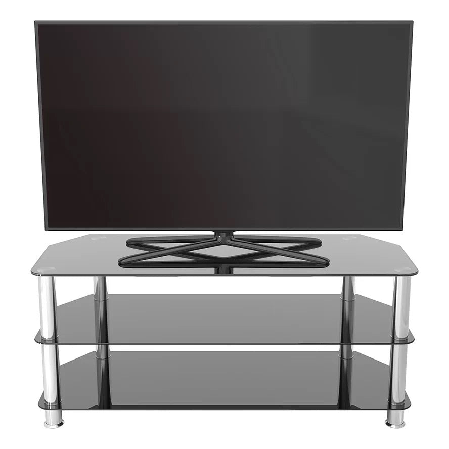 AVF Group Corner TV Stand Fits 55" 90LBS Tempered Glass Black/Chrome SDC1140-A