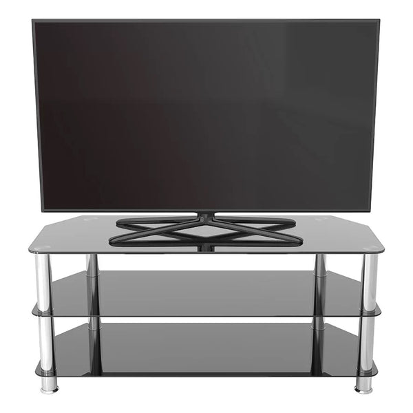 AVF Group Corner TV Stand Fits 55" 90LBS Tempered Glass Black/Chrome SDC1140-A