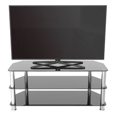 AVF Group Corner TV Stand Fits 55" 90LBS Tempered Glass Black/Chrome SDC1140-A
