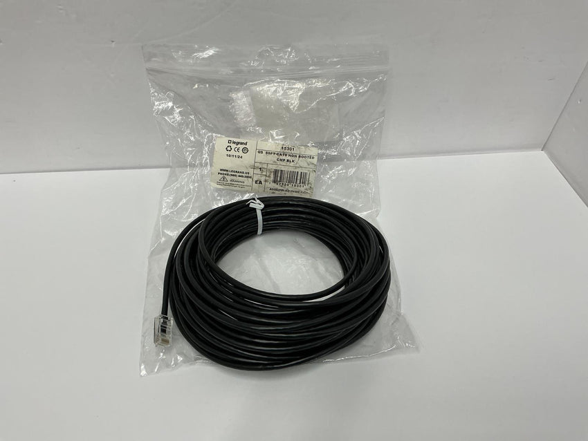 Legrand QS 50ft CAT6 Non Booted CMP Black UTP Plenum RJ45 Male Cable CG15301