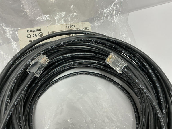 Legrand QS 50ft CAT6 Non Booted CMP Black UTP Plenum RJ45 Male Cable CG15301