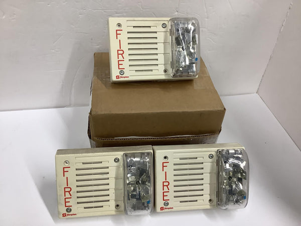 Lot of 3 SIMPLEX 4903-9170 FIRE ALARM SPEAKER/STROBE, WALL, WHITE 4903-9170