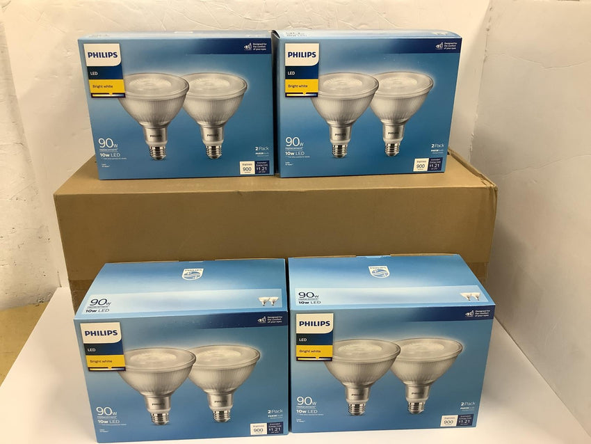 Case of 8 Philips PAR38 E26 Medium LED Floodlight Bright White 90W Equiv 573212