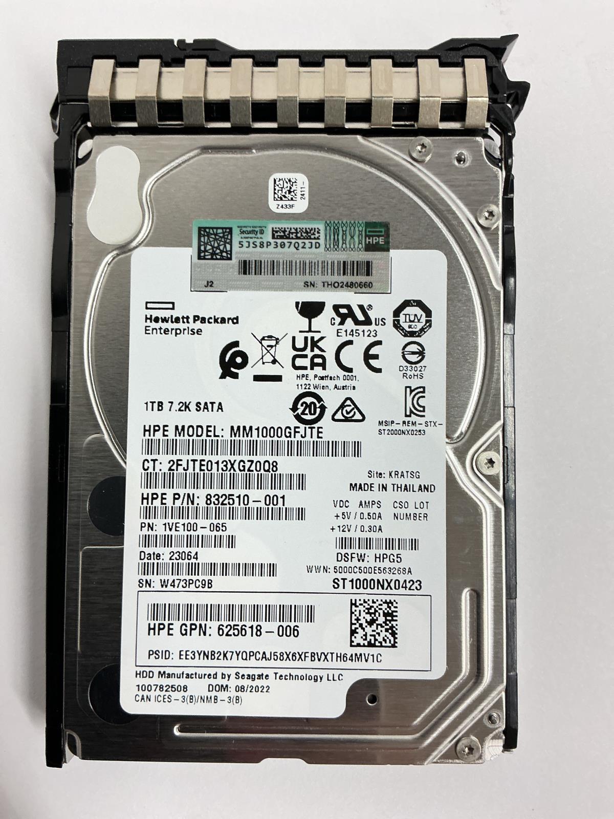 HPE 1TB SATA SFF Hard Drive 7200rpm in Tray P28610-B21