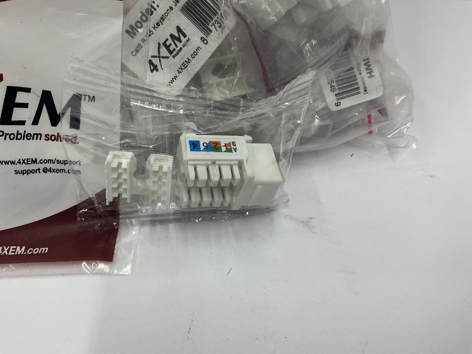 Lot of 19 4XEM Cat6 RJ45 Keystone Jack UTP 110-Type (White) 4XKJC6WH