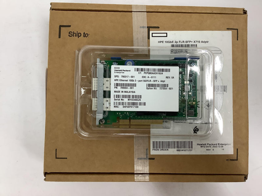 HPE Proliant Gen9 Gen10 Ethernet 10Gb 2-port 562FLR-SFP+ Adapter  727054-B21