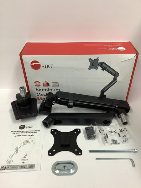 SIIG Aluminum Mechanical Spring Slim Monitor Arm Desk Mount 17"-38" CE-MT2T12-S1