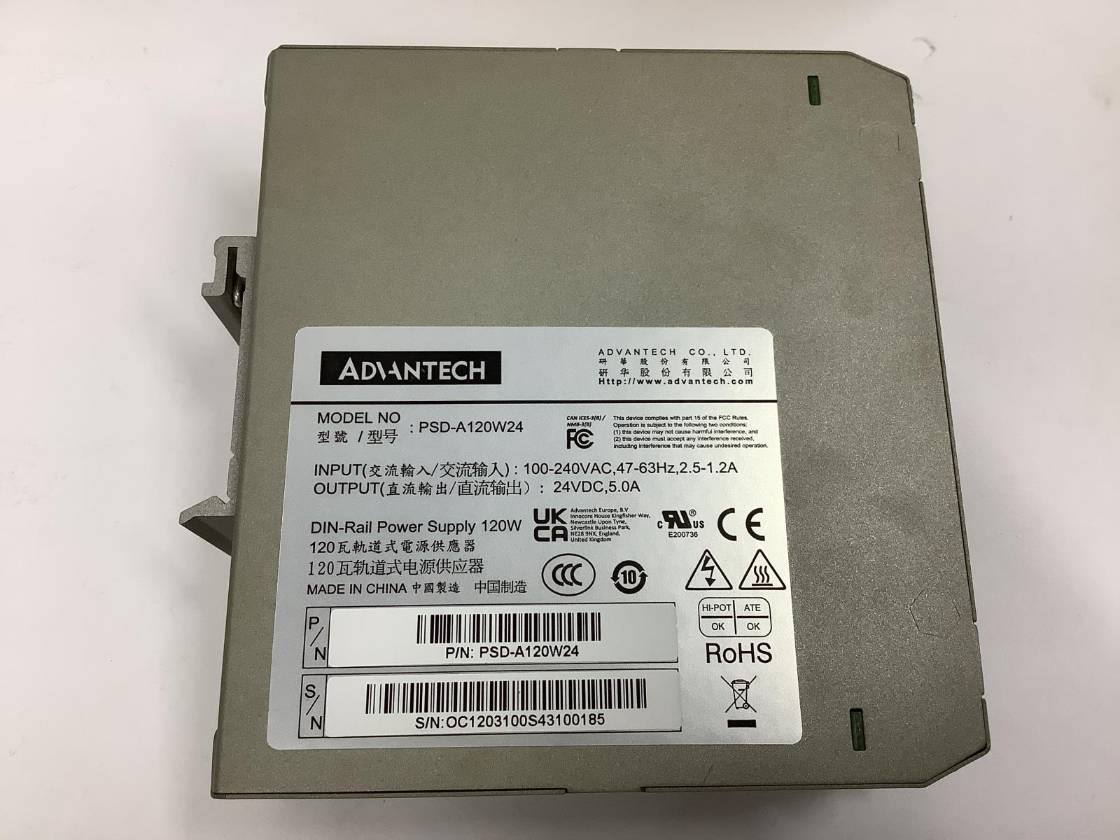 Advantech DIN Rail Power Supply 120W 24V DC 5.0A 100-240VAC PSD-A120W24