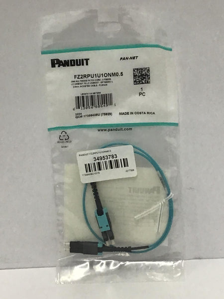 Panduit Om4 2 Fiber 2mm Duplex Patch Cord Multimode 50/12 LC .5m FZ2RPU1U1ONM0.5