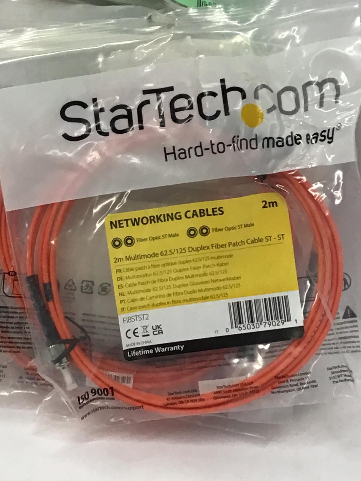 Lot of 12 StarTech 2m Fiber Optic Cable Multimode Duplex 62.5/125 LSZH FIBSTST2
