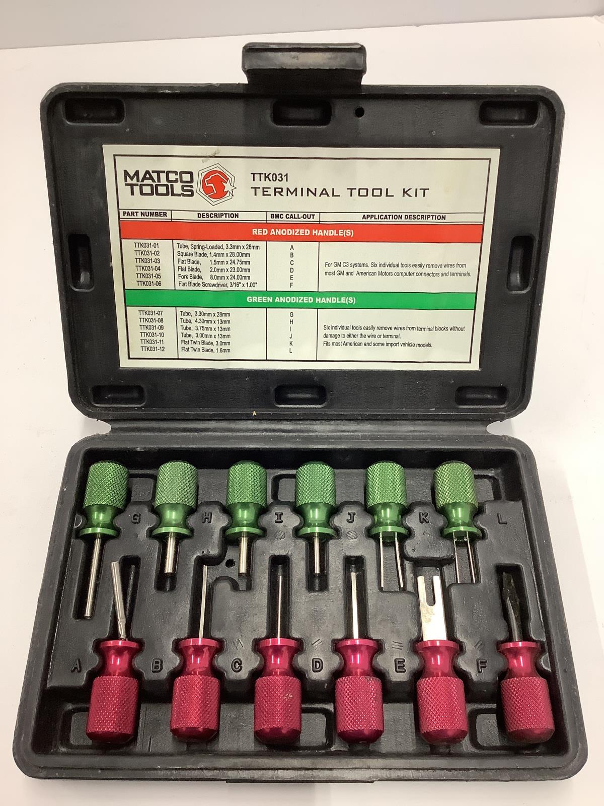Matco Tools 12 Piece Terminal Tool Kit One Broken TTK031