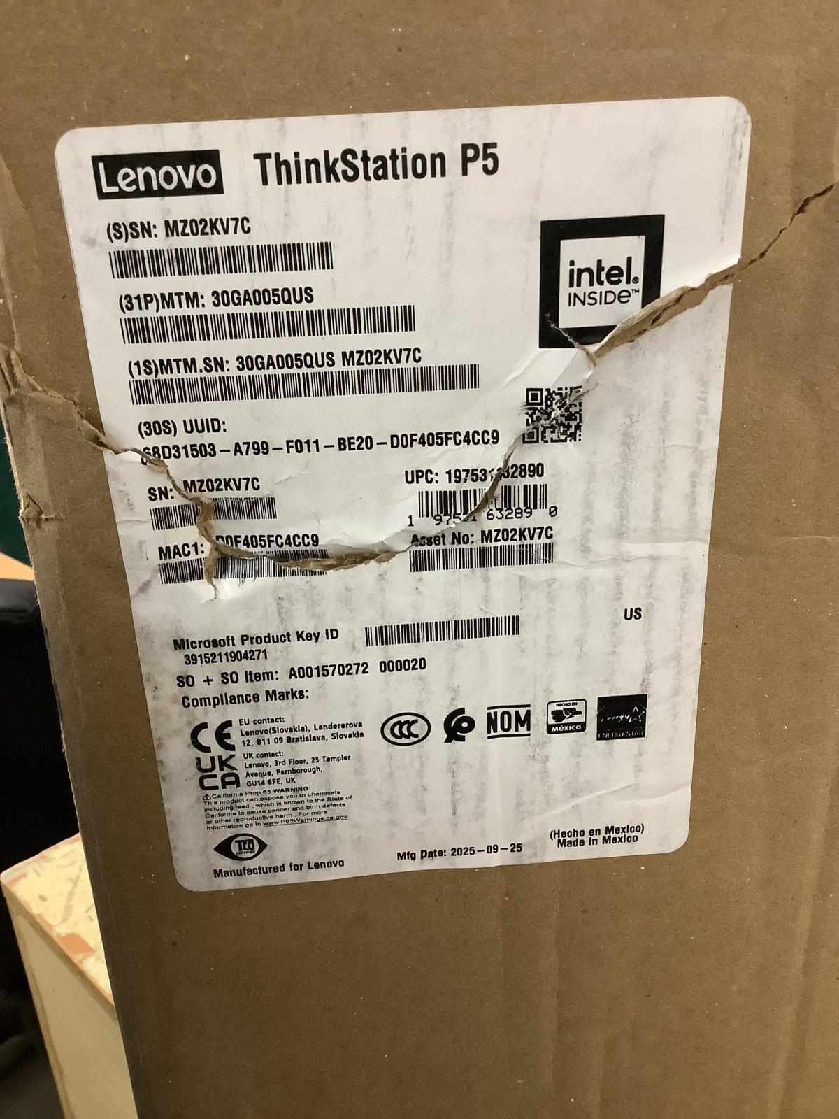 Lenovo ThinkStation P5 W3-2423 16GB 512GB NVIDIA T400 4GB 30GA005QUS