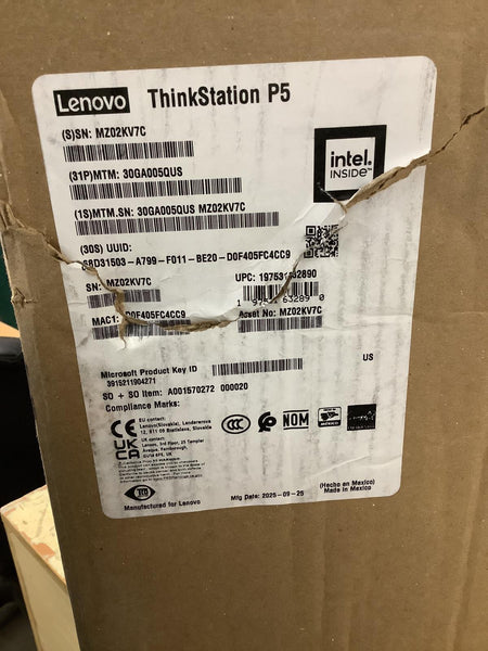 Lenovo ThinkStation P5 W3-2423 16GB 512GB NVIDIA T400 4GB 30GA005QUS