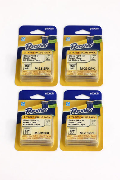 LOT OF 4 Brother 1/2" Black on White Tape (2-Pack) - M2312PK LOT OF 4 M2312PK