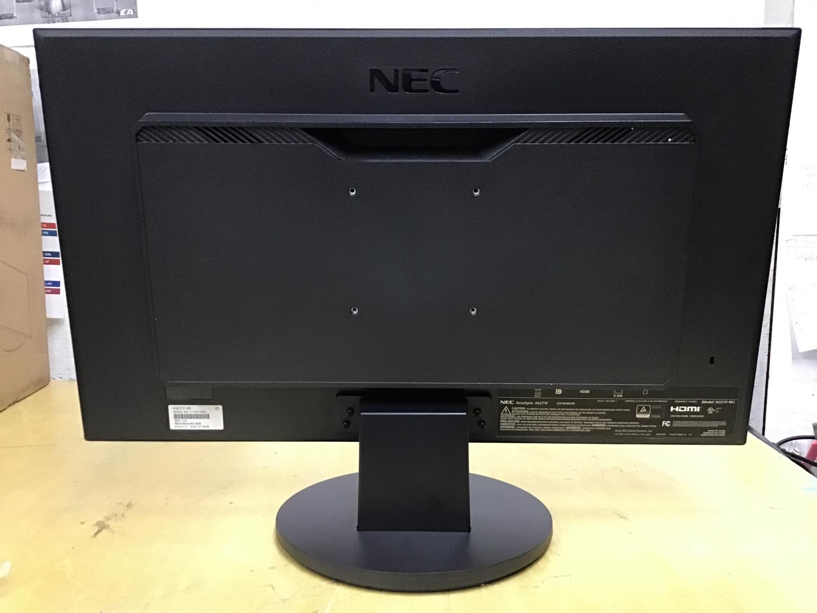 NEC AccuSync LED Monitor 27" 1920 x 1080 FHD 1080p IPS Panel HDMI DP AS271F-BK