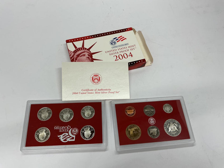 Unites States Mint US Silver Proof Set 2004 In Box 10 coin OGP COA