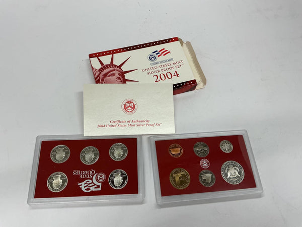 Unites States Mint US Silver Proof Set 2004 In Box 10 coin OGP COA