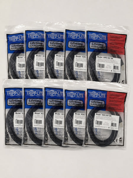 LOT OF 10 Tripp Lite Cat6a 10G Snagless Shielded Ethernet Cable 7' N262-S07-BK