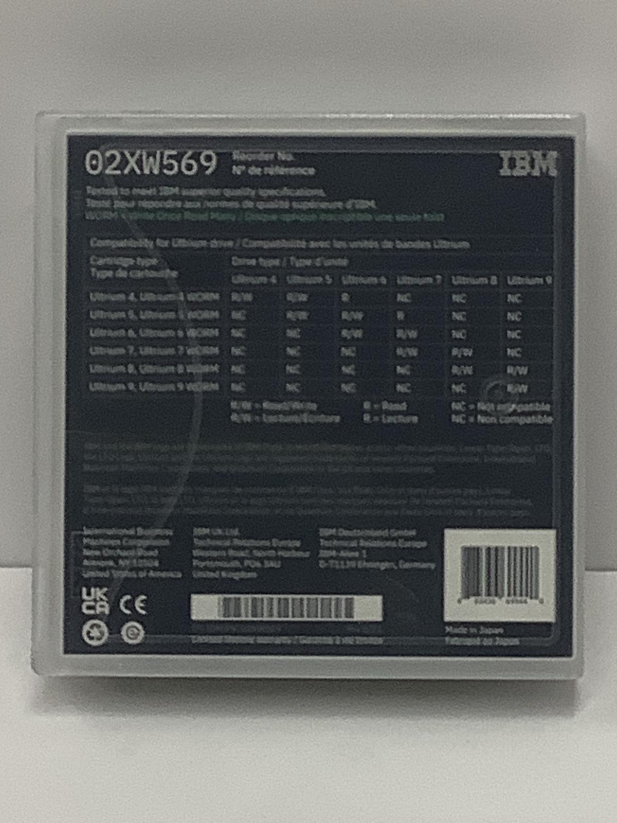IBM LTO 9 Ultrium 18TB/45TB WORM Tape Cartridge LTO9 02XW569