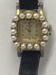 Kingston Vintage ROSELU 17 Jewel Stainless Small Women's Watch Faux Pearls