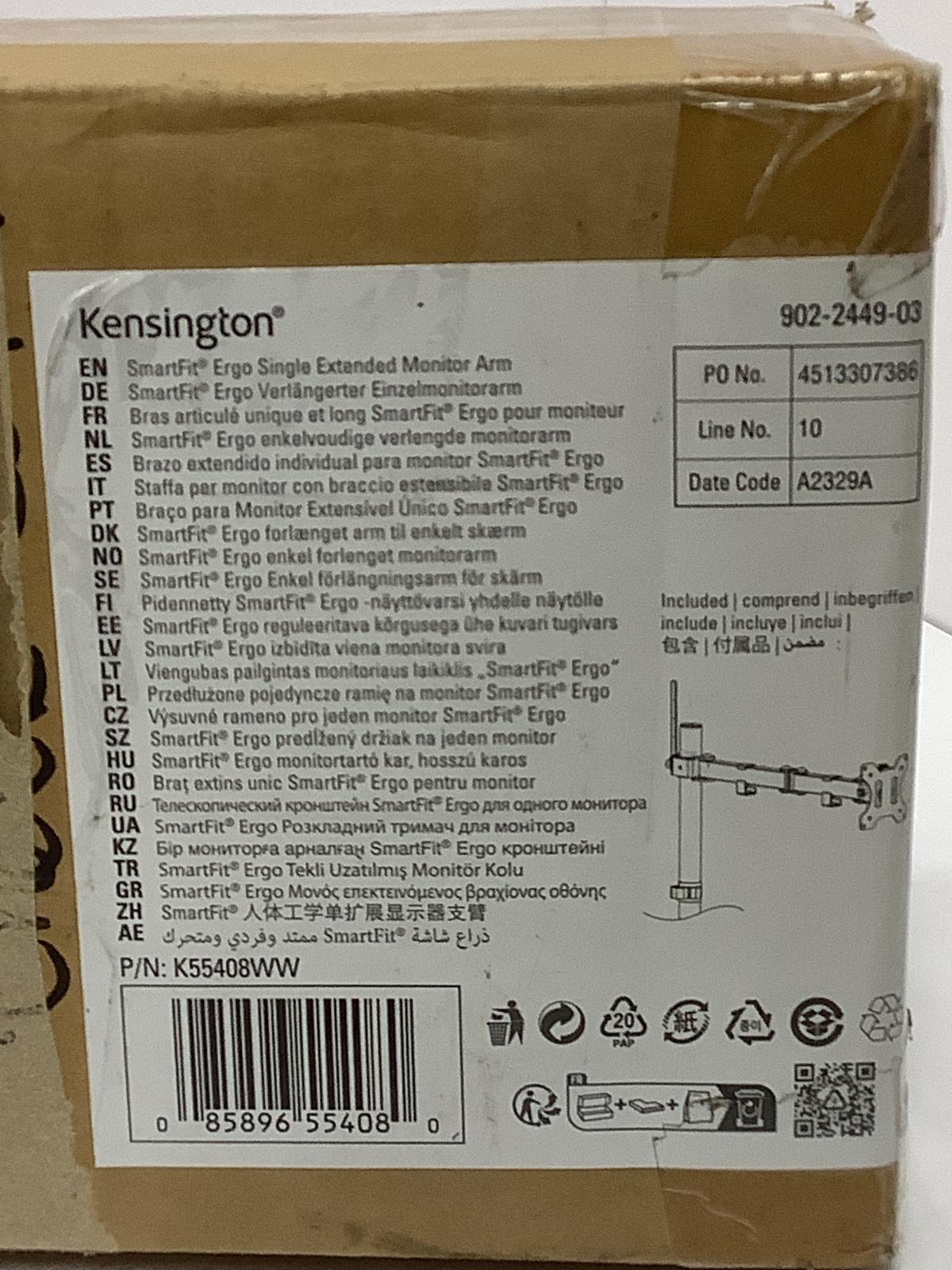 Kensington Smartfit Ergo Single Extended Monitor Arm K55408WW