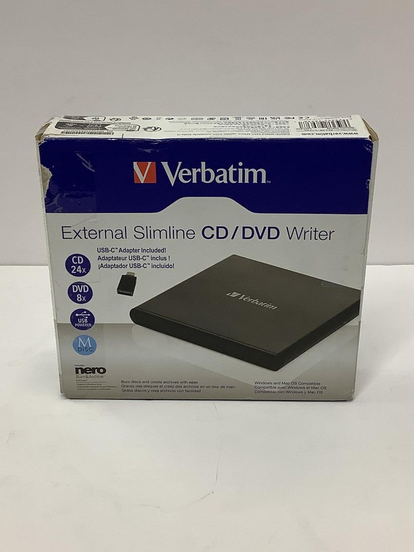 Verbatim Slim External Burner CD/DVD  /-RW Optical Drive 98938