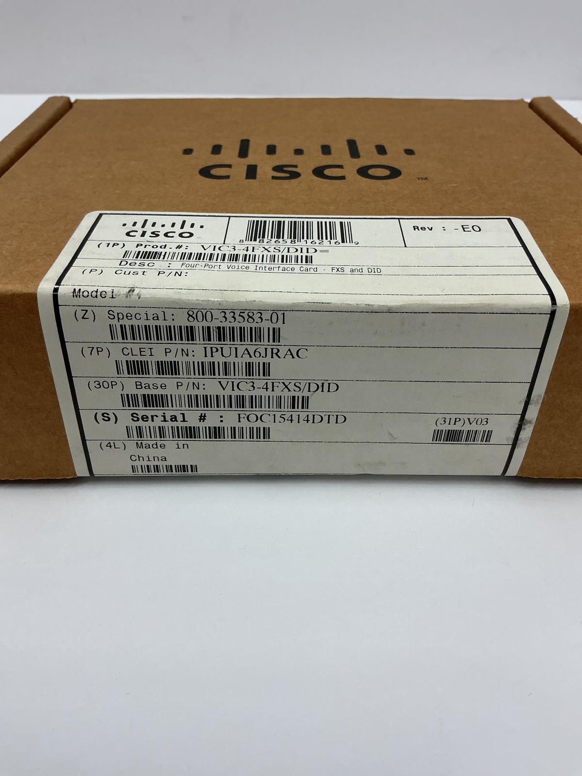 Cisco 4-Port Analog Voice Interface Card Genuine OEM VIC3-4FXS/DID=