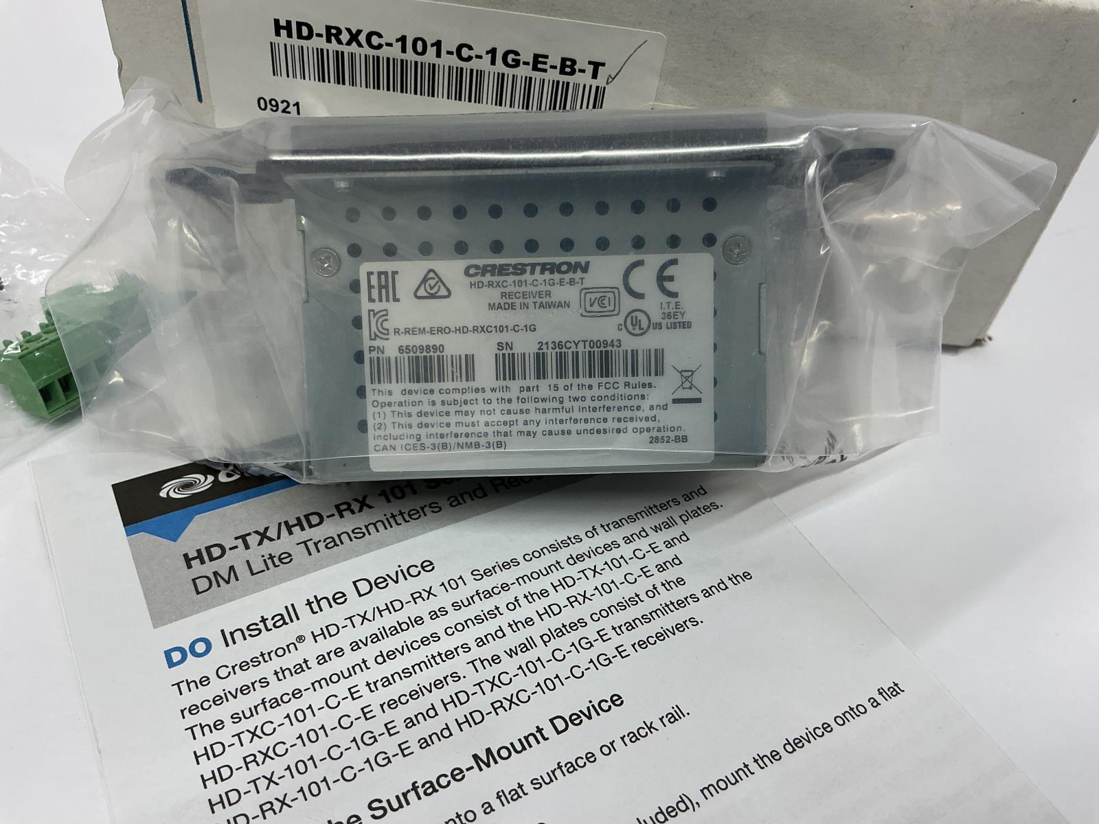 Crestron HD-RXC-101-C-1G-E-B-T DM Lite Receiver HDMI IR RS-232 6509890