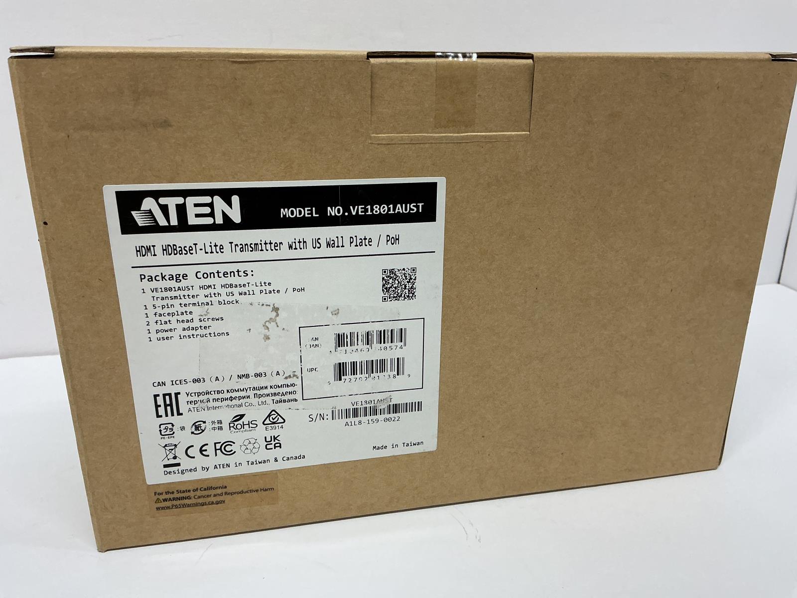 ATEN HDMI HDBaseT-Lite Transmitter with US Wall Plate / PoH VE1801AUST