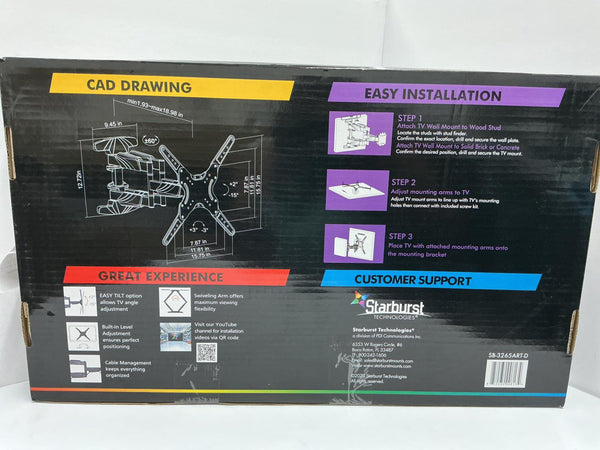 Starburst Full Motion Dual Arm TV WallMount 32-65"FlatPanel Display SB-3265ART-D