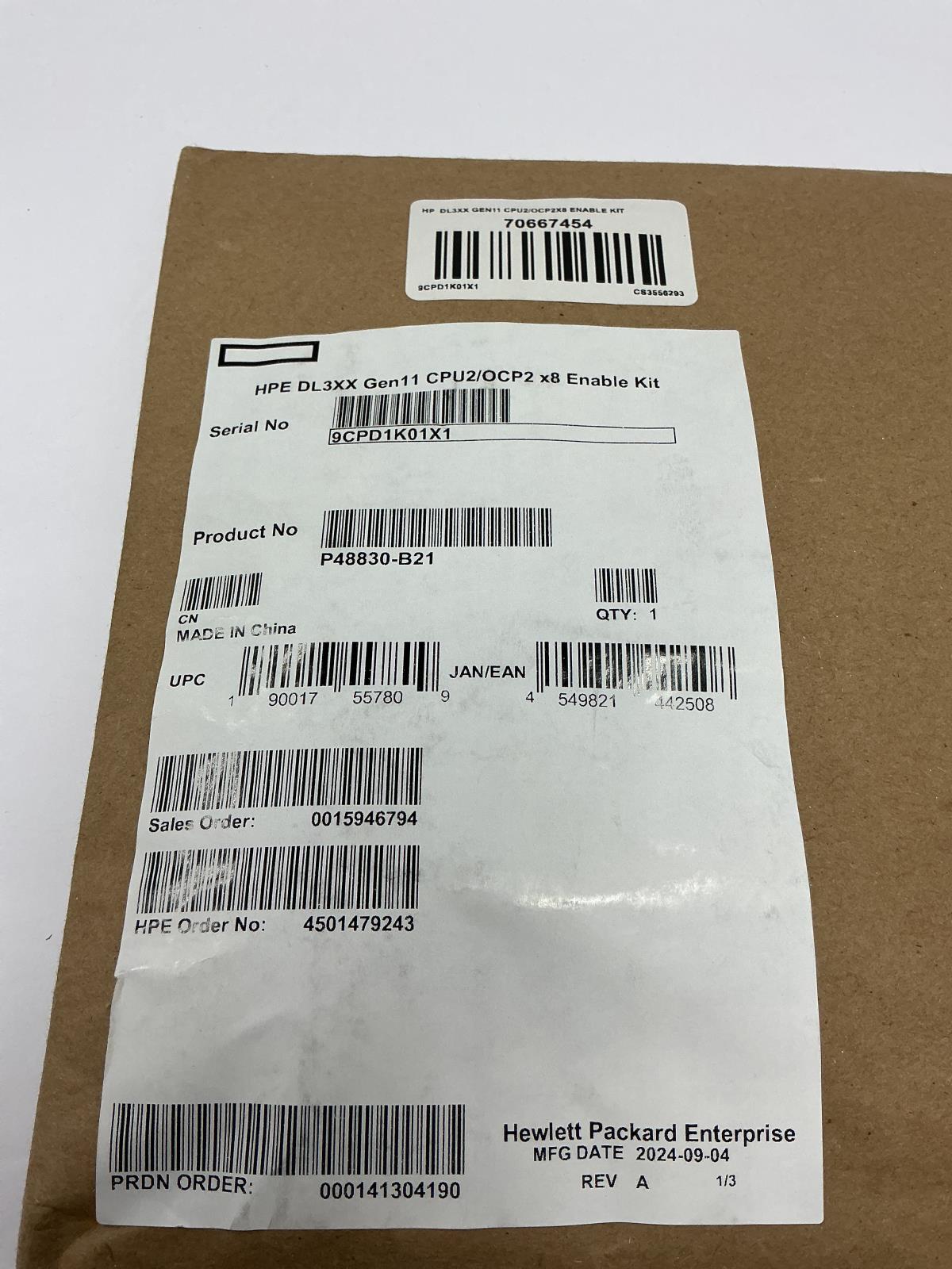 HP DL3XX GEN11 G11 CPU2 OCP2 X8 Enablement Kit P48830-B21