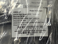 LOT OF 50 HDMI /w Ethernet 4K 60HZ Cables C2G Legrand Brand 2' High Speed 50607