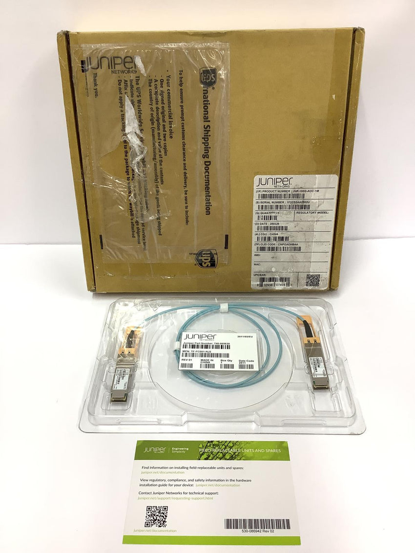 Juniper 1m (3') 100G QSFP28 4 x 25G NRZ Active Optical Cable OEM JNP-100G-AOC-1M