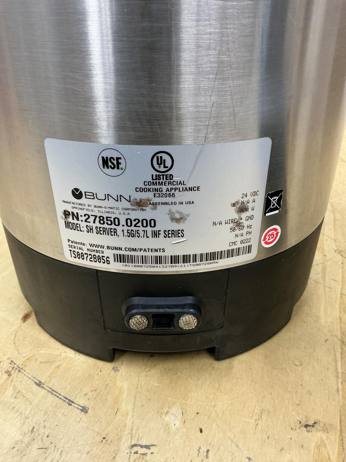 Bunn Infusion 1.5 Gallon/5.7L Stainless Soft Heat Coffee Server READ 27850.0200