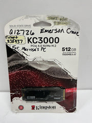 Kingston KC3000 PCIe 4.0 NVMe M.2 512 GB SSD  SKC3000S/512G