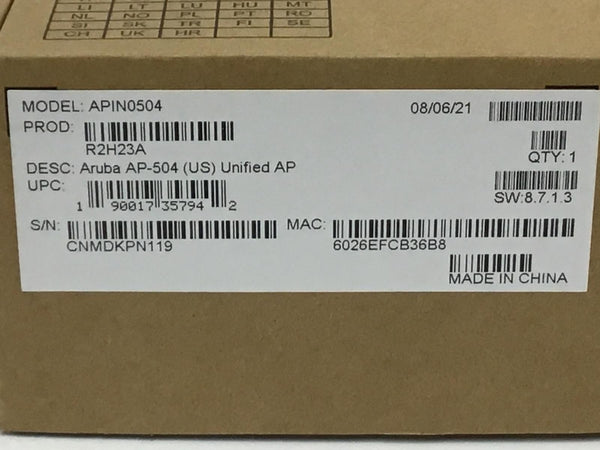 HPE Aruba AP-504 US Unified AP Wireless Access Point WI-FI 6 Bluetooth R2H23A