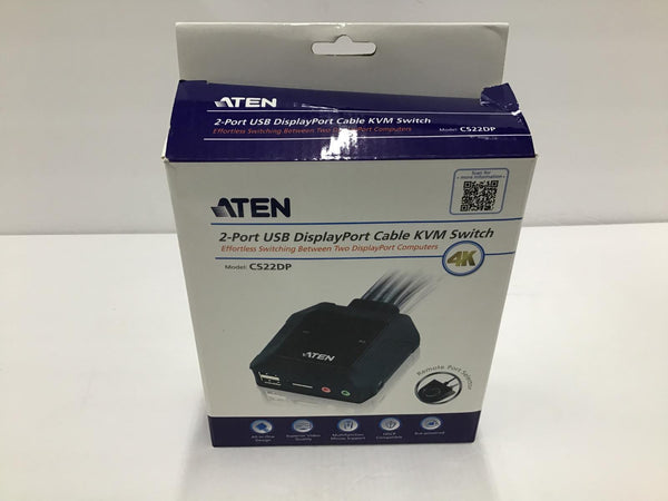 Aten 2-Port USB DisplayPort Cable KVM Switch CS22DP