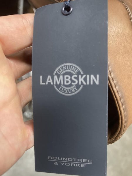 Roundtree & Yorke Burnished Lamb Leather Jacket L Large Brown F25LR405 Brown